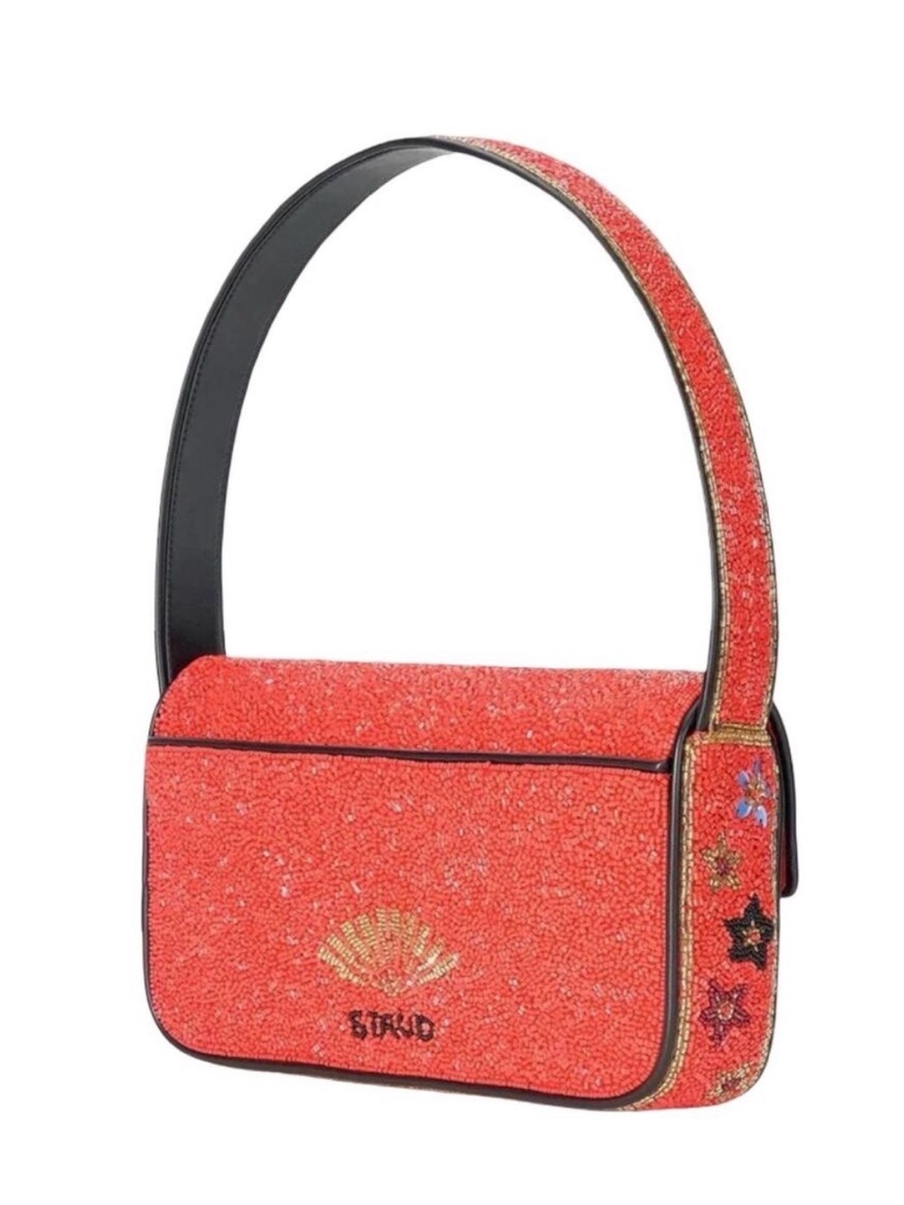 Staud Tommy Red Floral Horse Beaded Shoulder Bag limited Run - Picture 2 of 11